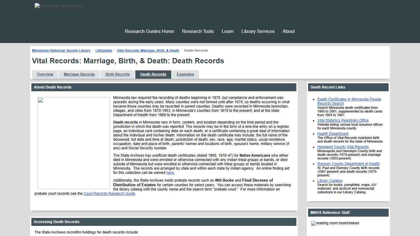Death Records - Vital Records: Marriage, Birth, & Death - LibGuides at Minnesota Historical Society Library
