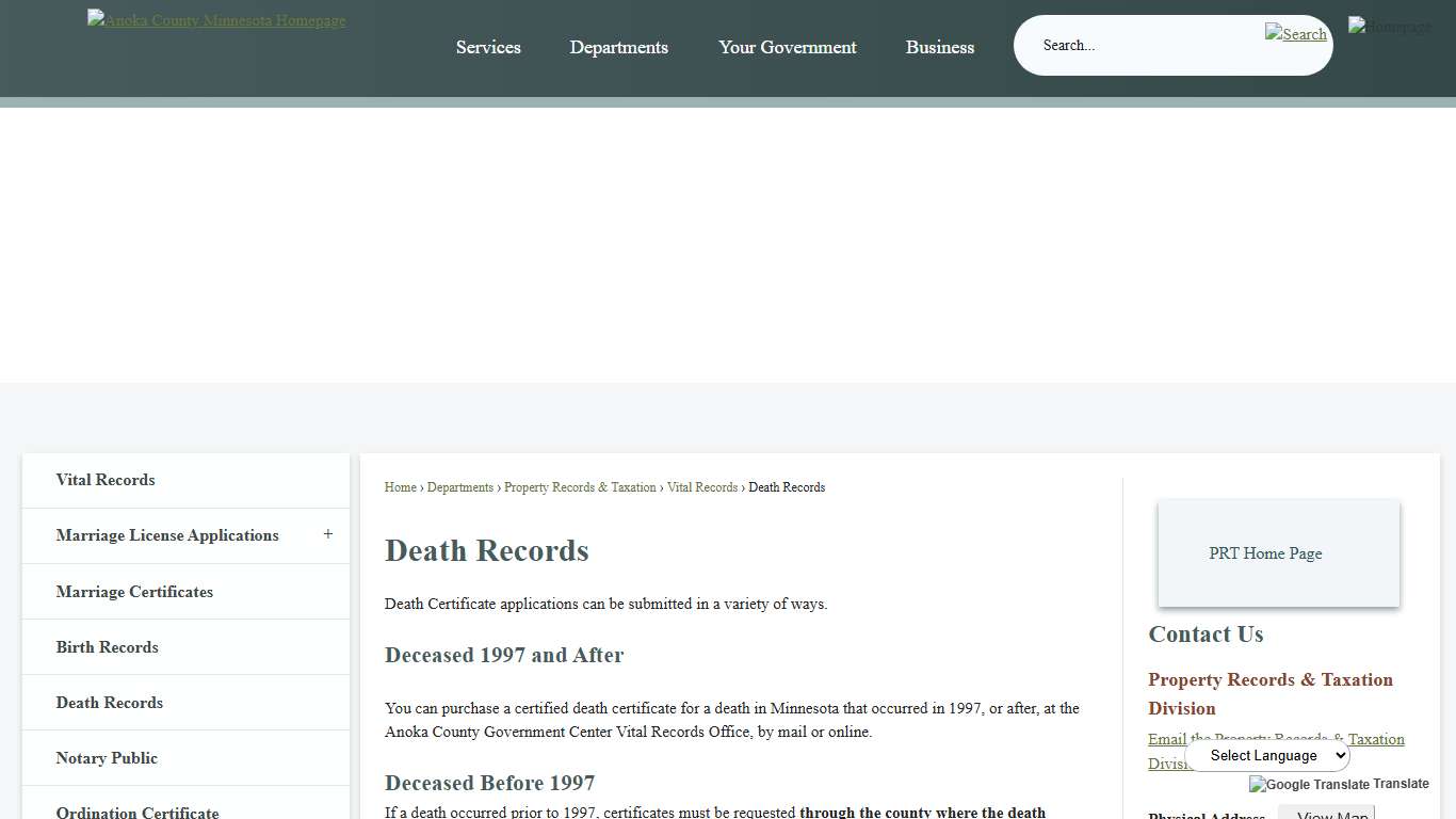Death Records | Anoka County, MN - Official Website